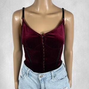 Cider burgundy velvet corset bodysuit